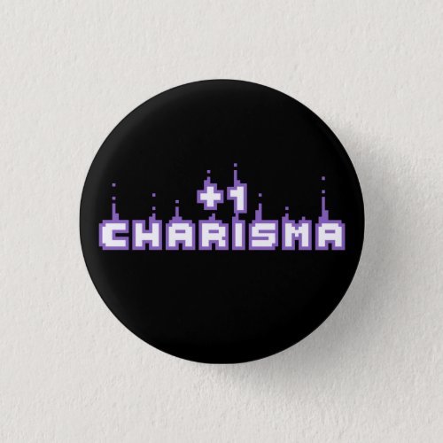 Charisma Stat Gamer Purple Pixel Art Slogan Button