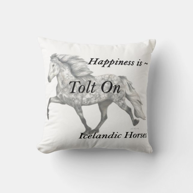 Charismatic Icelandic Horse Tolt On Throw Pillow (Front)