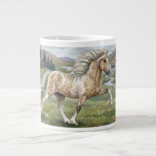 Charismatic Pinto Icelandic Mare watercolor Giant Coffee Mug