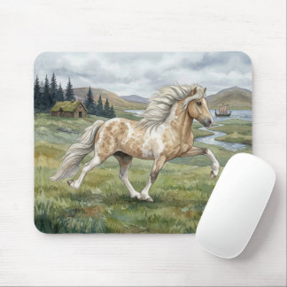 Charismatic Pinto Icelandic Mare watercolor Mouse Pad