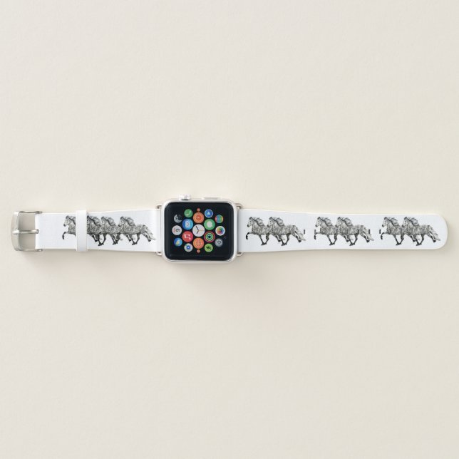 Charismatic Tolting Icelandic Horses Apple Watch Band (Front)