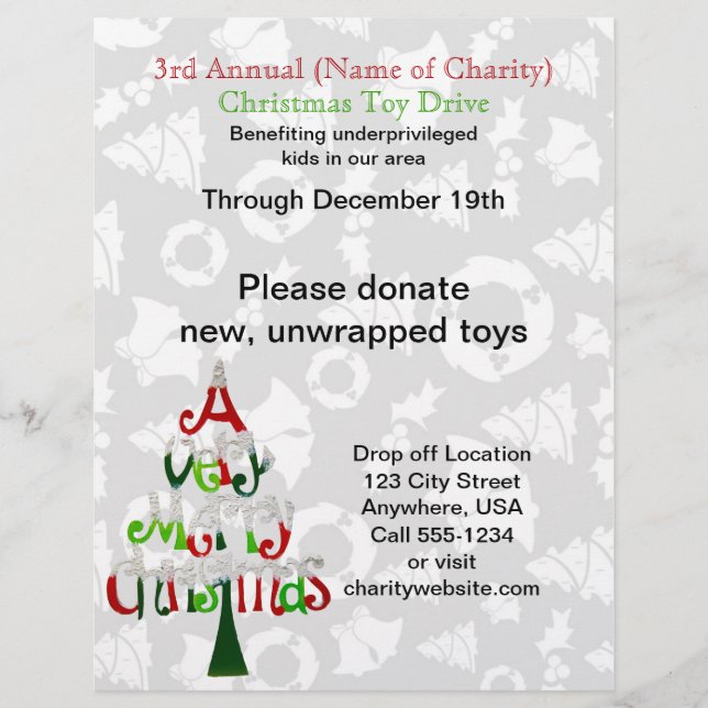Charity Annual Christmas Toy Drive Flyer (Front)