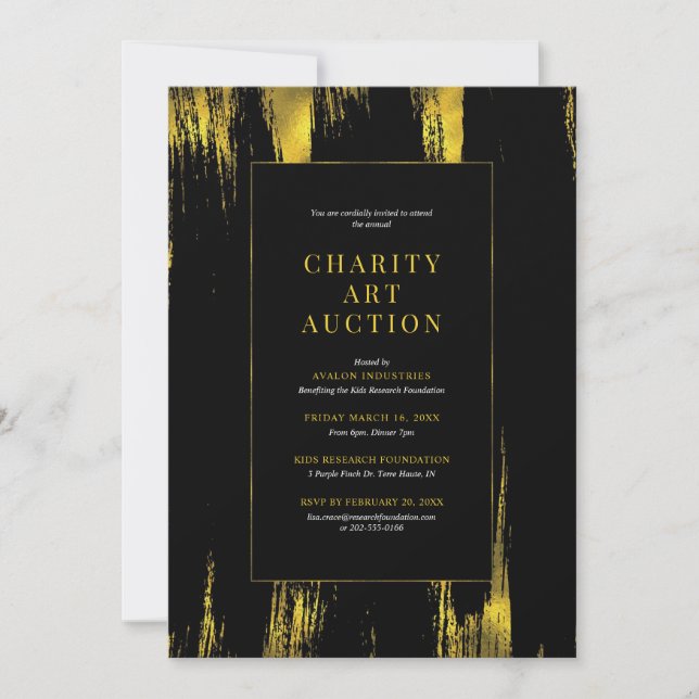 Charity Art Auction Party Invitation (Front)