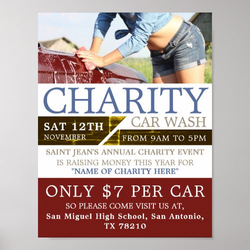 Charity Car Wash Event Advertising Poster