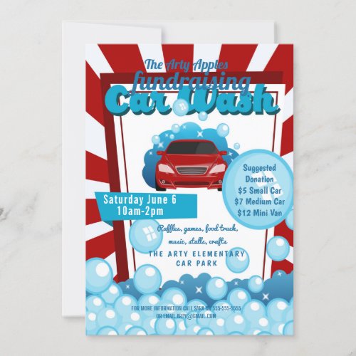 Charity car wash fundraiser PTA PTO church Invitation
