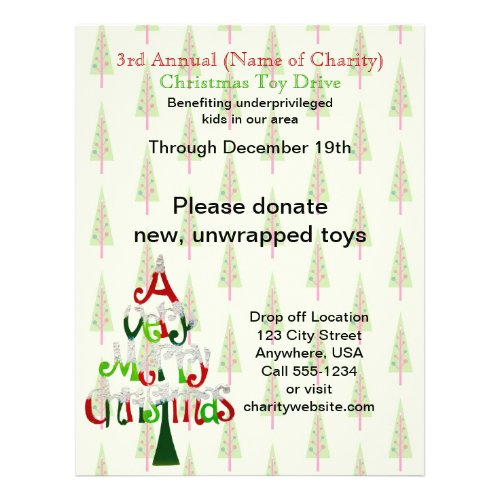 Charity Christmas Trees Annual Christmas Toy Drive Flyer
