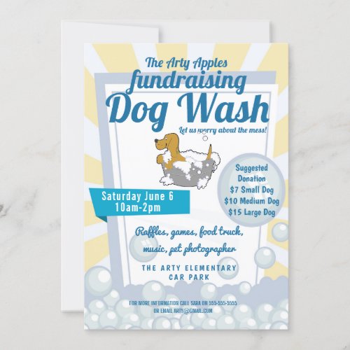 Charity dog wash fundraiser PTA PTO church Invitation