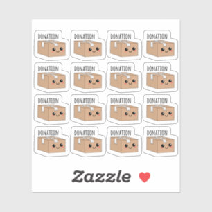 Charity Donate Box Cute Kawaii Cardboard Donation Sticker