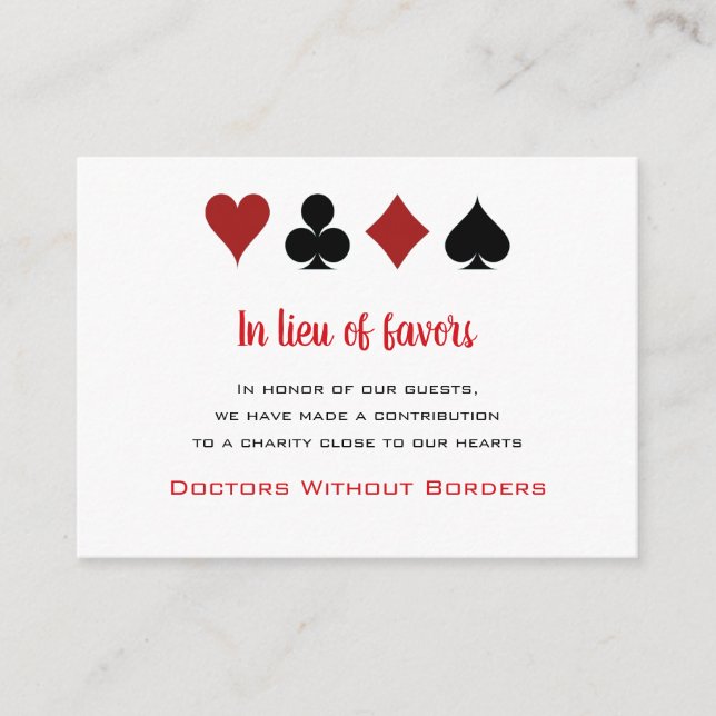 Charity Donation Favors Las Vegas Casino Wedding Enclosure Card (Front)