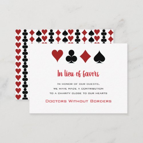 Charity Donation Favors Las Vegas Casino Wedding Enclosure Card