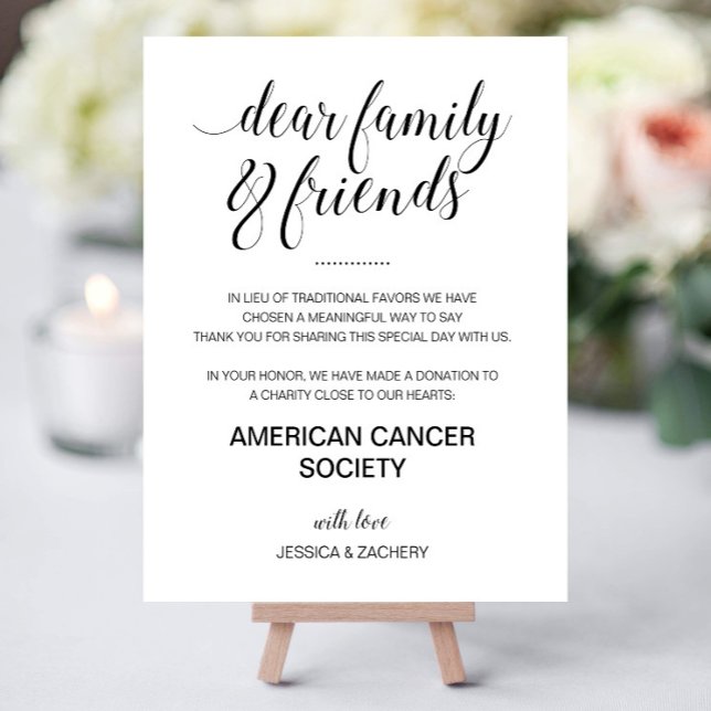 Charity Donation Instead Of Favors Wedding  Foam Board (Creator Uploaded)