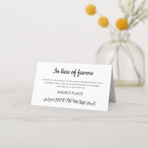 Charity Donation with Table Seating Number Wedding Place Card