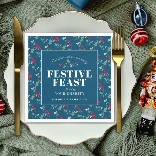 Charity Festive Feast green red blue Christmas Napkins (Creator Uploaded)