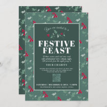 Charity Festive Feast green red Christmas dinner Invitation