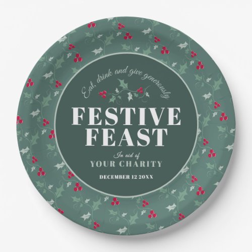 Charity Festive Feast green red Christmas dinner Paper Plates