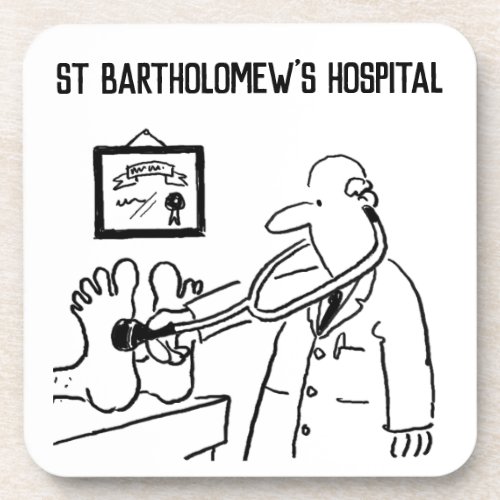Charity Fund Raiser Medical Cartoon on a Beverage Coaster