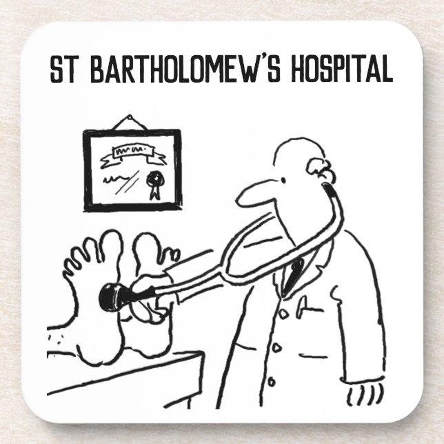 Charity Fund Raiser Medical Cartoon on a Beverage Coaster (Front)