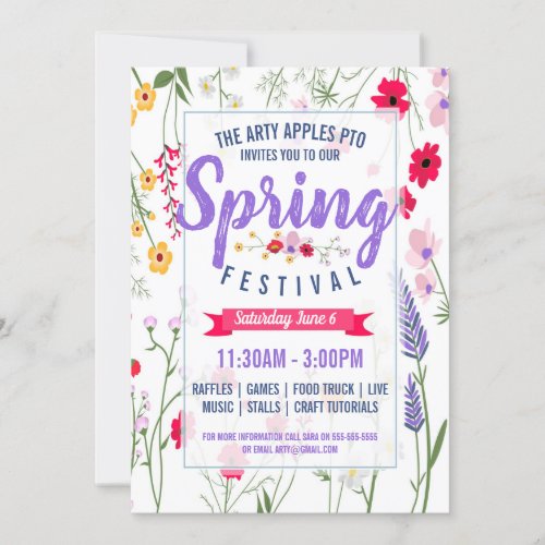 Charity fundraiser PTA PTO spring festival invite