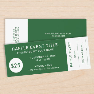 Charity Fundraiser Sports Golf Green White Raffle Tickets