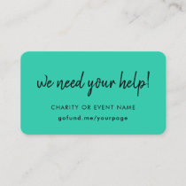 Charity Fundraising | Green Donation Event Appeal  Business Card