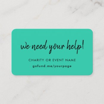 Charity Fundraising | Green Donation Event Appeal  Business Card by GuavaDesign at Zazzle
