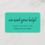 Charity Fundraising | Green Donation Event Appeal  Business Card