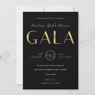 Charity Gala Black & Gold Logo Business Event Invitation