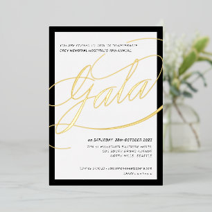 CHARITY GALA elegant formal calligraphy black gold Foil Invitation
