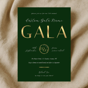 Charity Gala Emerald Green & Gold Logo Business Invitation