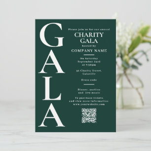 Charity Gala Fundraising Event QR Code Green Invitation