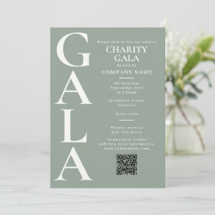 Charity Gala Fundraising Event QR Code Green Invitation