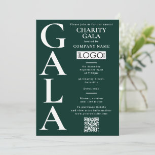 Charity Gala Fundraising Event QR Code Logo Green Invitation