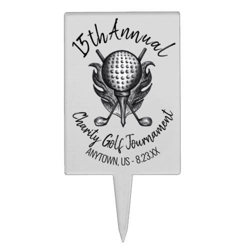 Charity Golf Tournament Ball Tee Clubs Course Cake Topper