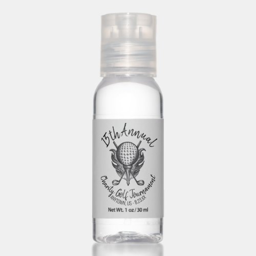 Charity Golf Tournament Ball Tee Clubs Course Hand Sanitizer