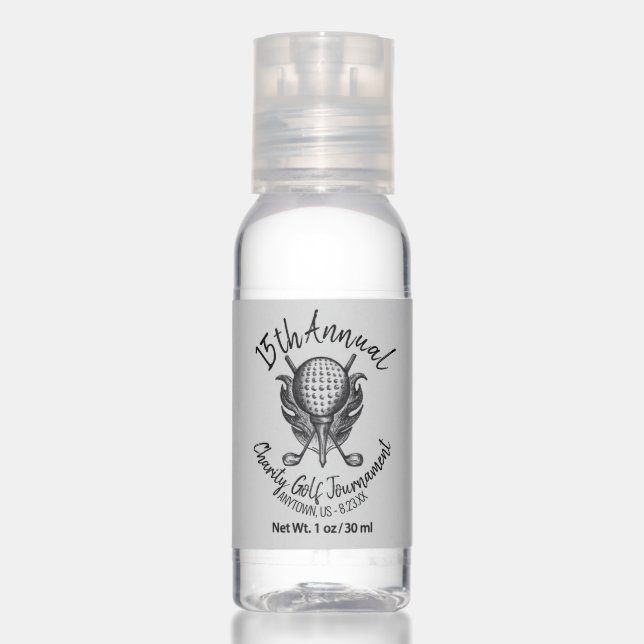 Charity Golf Tournament Ball Tee Clubs Course Hand Sanitizer (Front)