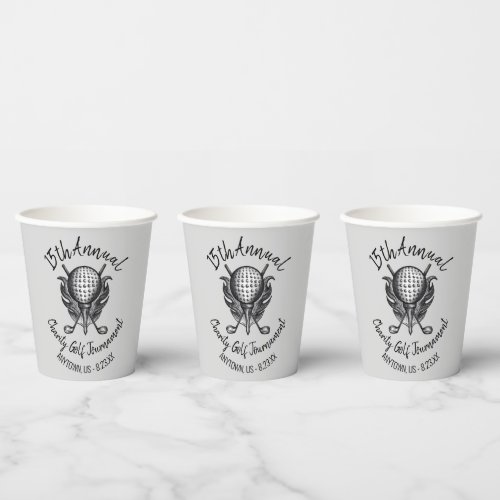 Charity Golf Tournament Ball Tee Clubs Course Paper Cups