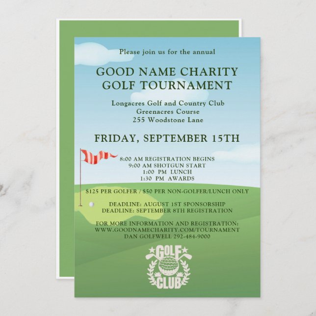 Charity Golf Tournament Logo QR Code Invitation (Front/Back)