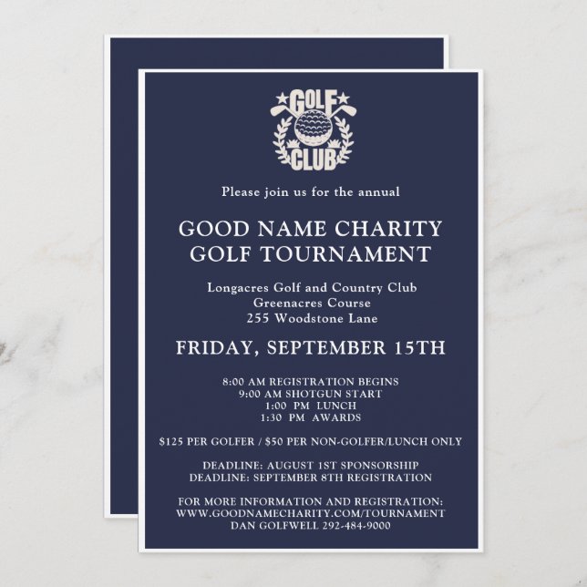 Charity Golf Tournament Logo QR Code Invitation (Front/Back)