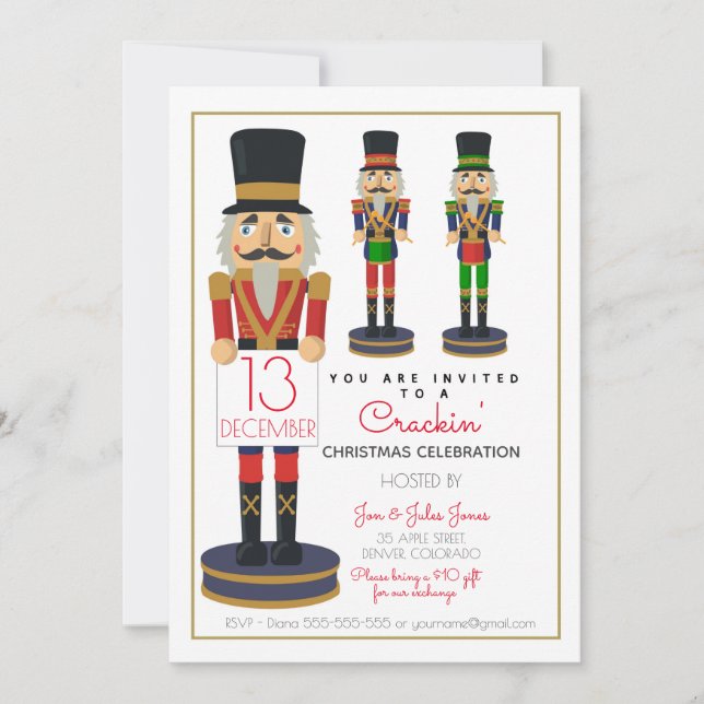 Charity nutcracker Christmas fundraiser PTO church Invitation (Front)