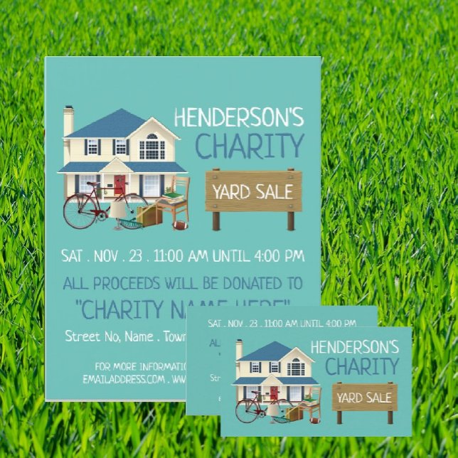 Charity Yard Sale Event Advertising Business Card (Creator Uploaded)