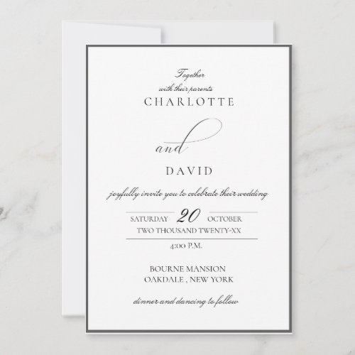 CharlB Black CalligrTypogr All in One Wedding Invitation