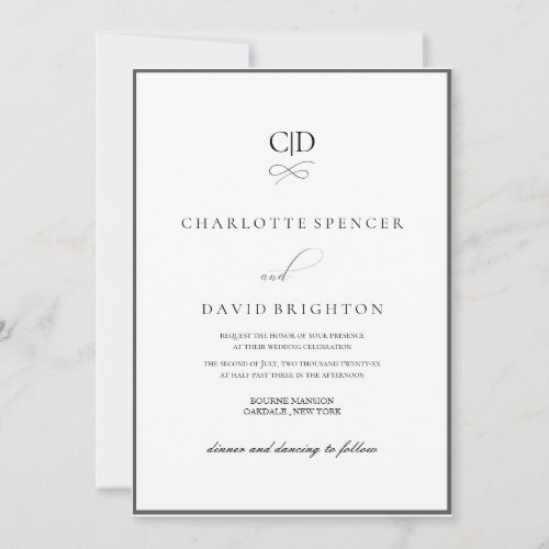 CharlBBlack CalligrTypogr Monograms Wedding Invitation
