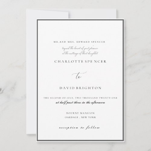 CharlBBlack CalligrTypogr Traditional Wedding Invitation