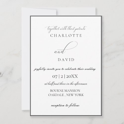 CharlB Black CalligrTypography Casual Wedding Invitation