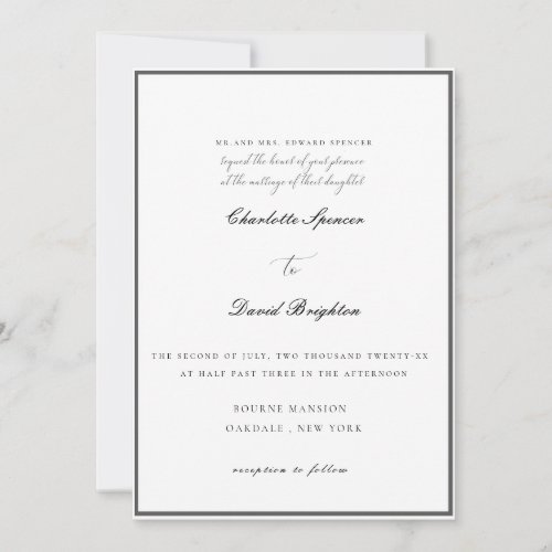 CharlB  Black CalligraphyTraditional Wedding Invitation