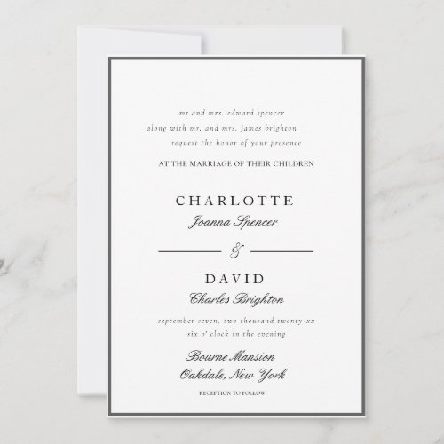 CharlB BlackTraditional Wedding Invitation