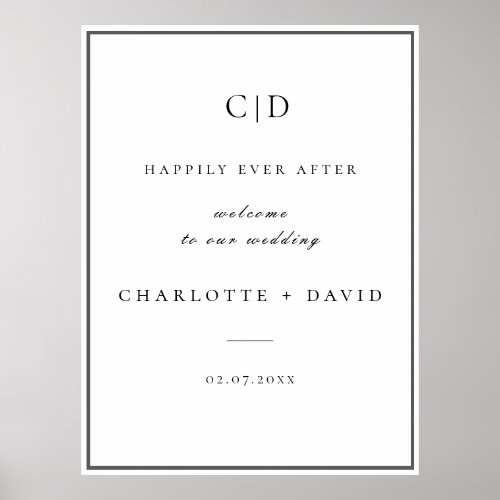 Charl B Chic Vertical Monogr Our Wedd Welcome  Poster