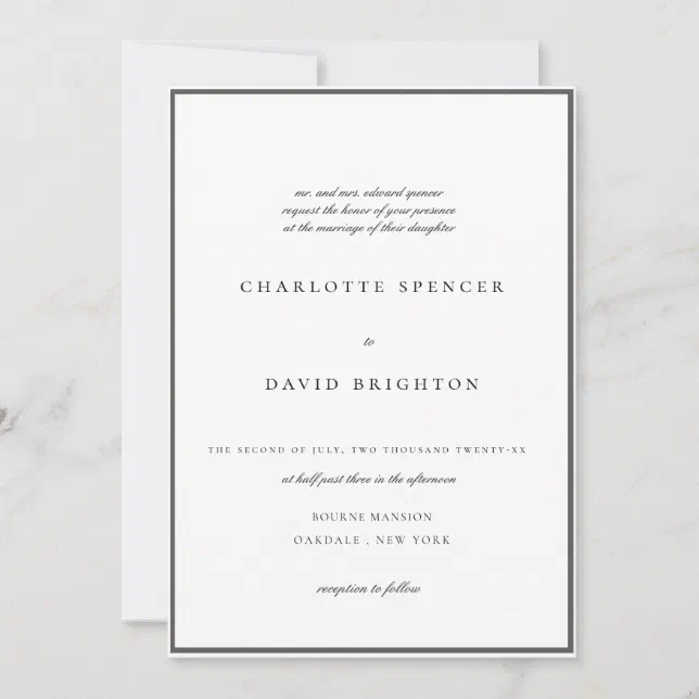 Charl.B| Elegant Black Calligr./Typogr. Wedding In Invitation | Zazzle