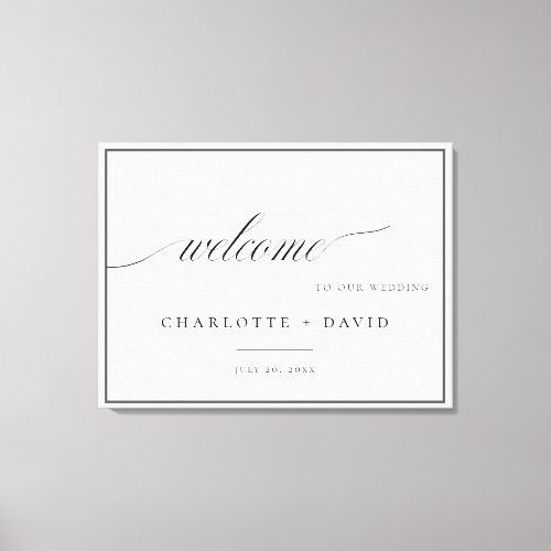 Charl B Elegant Calligr Wedd Ceremony Welcome  Canvas Print