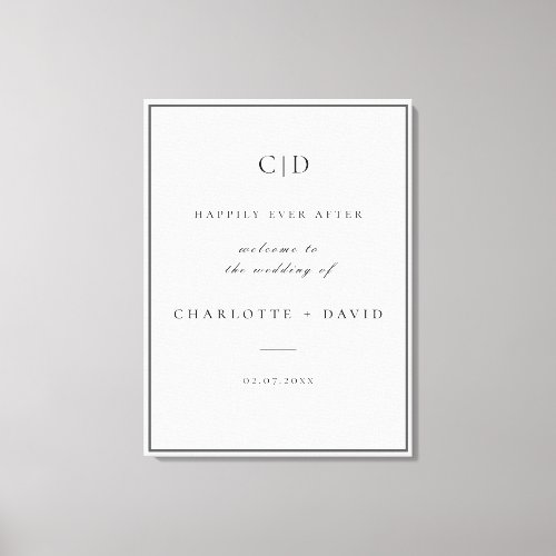 Charl B Elegant Vertical Monogr Wedd Welcome   Canvas Print
